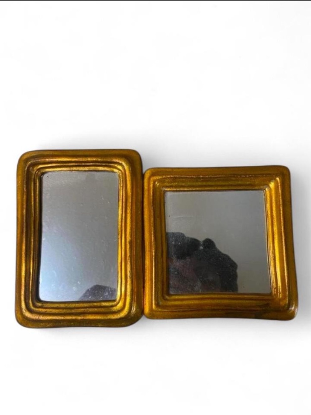 Gold Tone Rectangular Compact Mirror Set